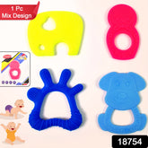 Silicone Baby Teether Pack Of 1 (Mix Design Color)
