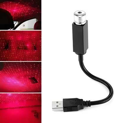 Car Star Ceiling Light Sky Projection Lamp Romantic Night Lights  (Red)